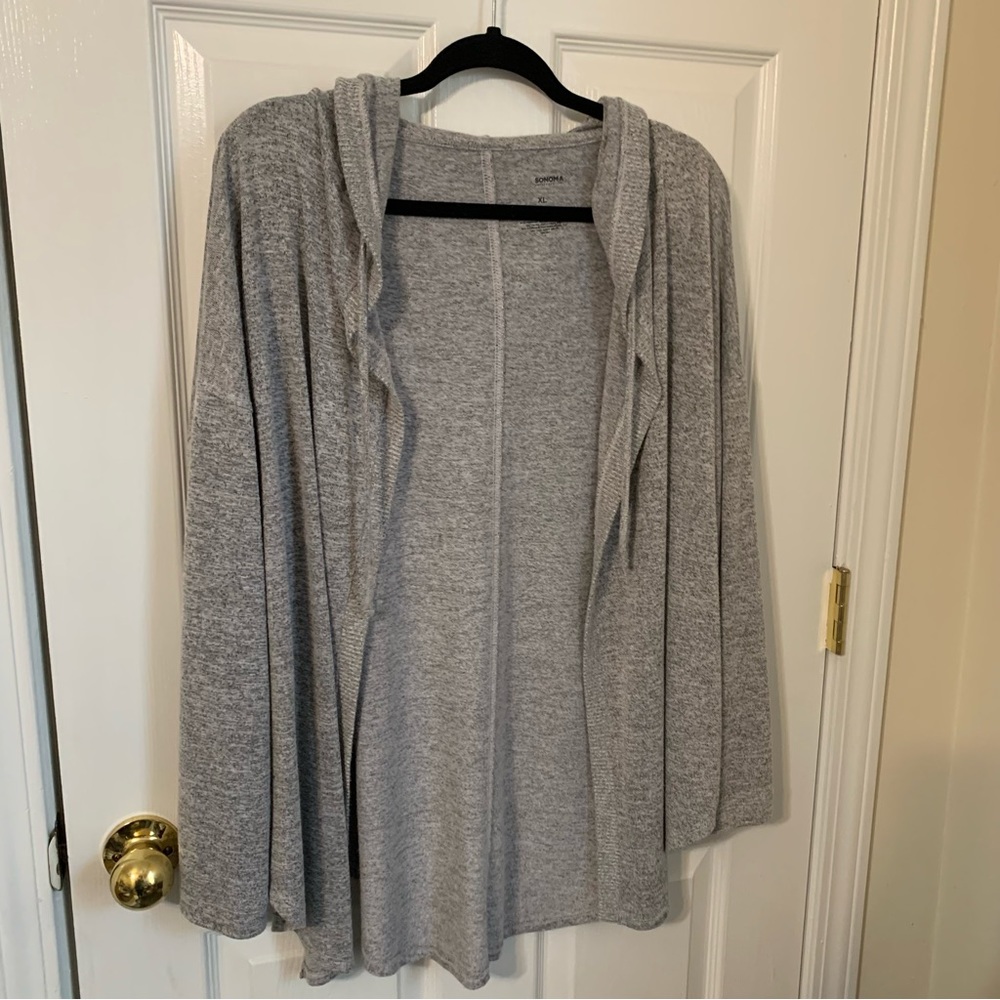 Sonoma xl lightweight open front gray jacket with hood
